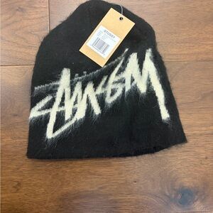 Stussy Black and White Logo Beanie